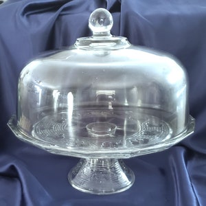 Vtg Ornate COVERED CAKE STAND heavy glass