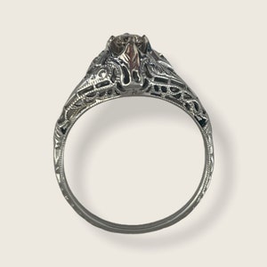 Art Deco Engagement Ring 1920s Original Engagement Ring 18K White Gold Diamond Engagement Ring Four Prong Art Deco Ring image 6