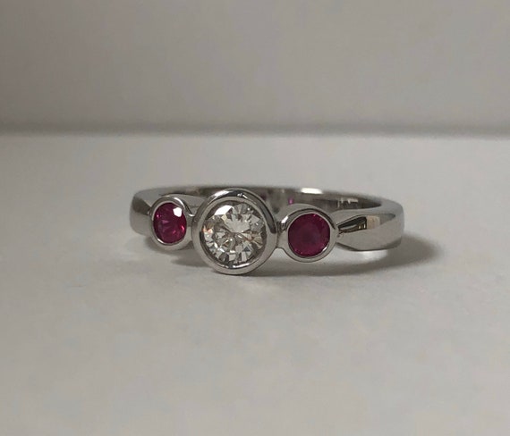 Three Stone Ruby Ring - Past Present and Future -… - image 2