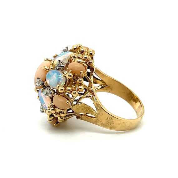 The Opal Halo - Opal Cocktail Ring - Antique Opal… - image 7