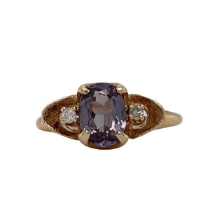Art Nouveau Color Changing Sapphire Ring - Purple Sapphire - Green Sapphire - Oval Stone - Yellow Gold - Antique Engagement Ring - Vintage