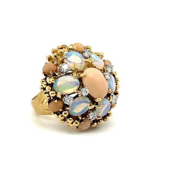 The Opal Halo - Opal Cocktail Ring - Antique Opal… - image 5