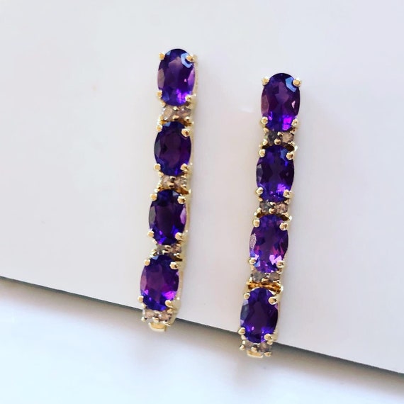 Amethyst - Purple Amethyst - Drop Earrings - Amet… - image 3