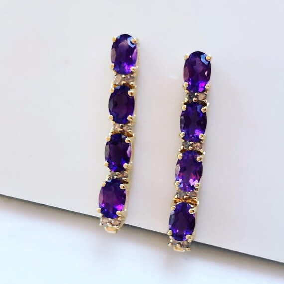 Amethyst - Purple Amethyst - Drop Earrings - Ameth