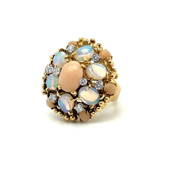 The Opal Halo - Opal Cocktail Ring - Antique Opal… - image 9