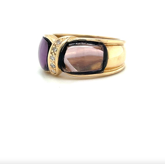 Amethyst Cabochon Twist - Vintage Amethyst Ring -… - image 2