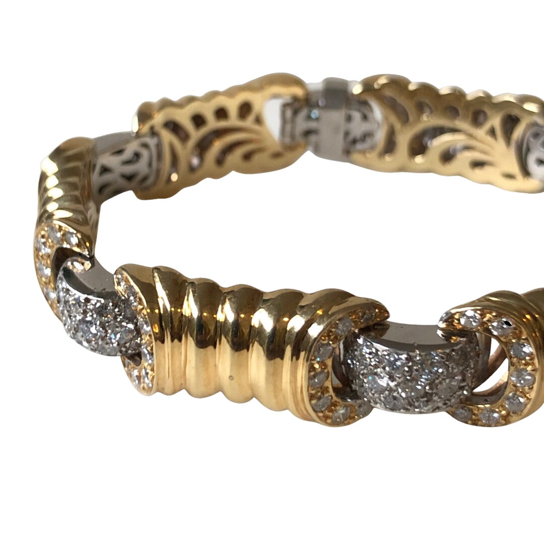 Chunky Diamond Bracelet Two Tone Bracelet High Quality Etsy