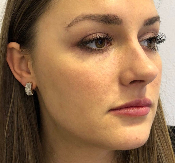 Vintage Cluster hoops - Cluster Earrings - Diamon… - image 3