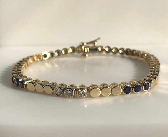 Sapphire & Diamonds - Sapphire Tennis Bracelet - … - image 1