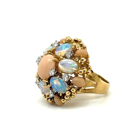 The Opal Halo - Opal Cocktail Ring - Antique Opal… - image 2