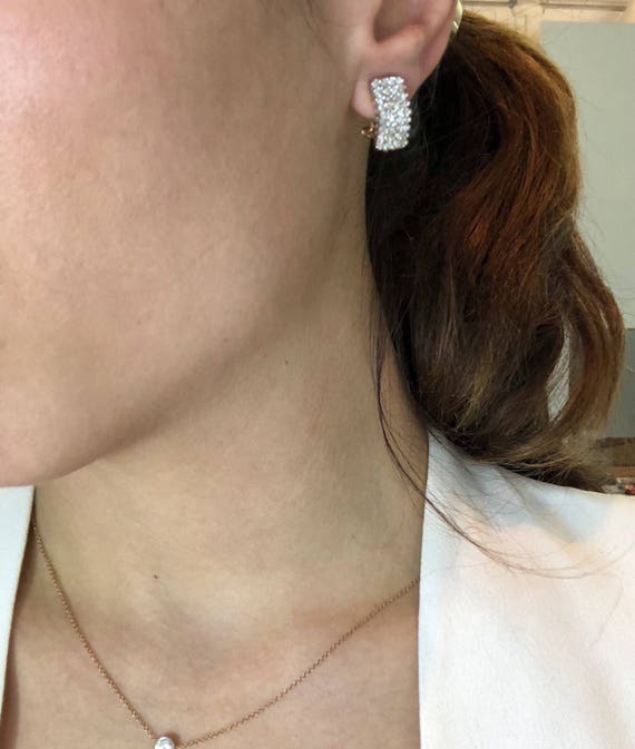 Vintage Cluster hoops - Cluster Earrings - Diamon… - image 5