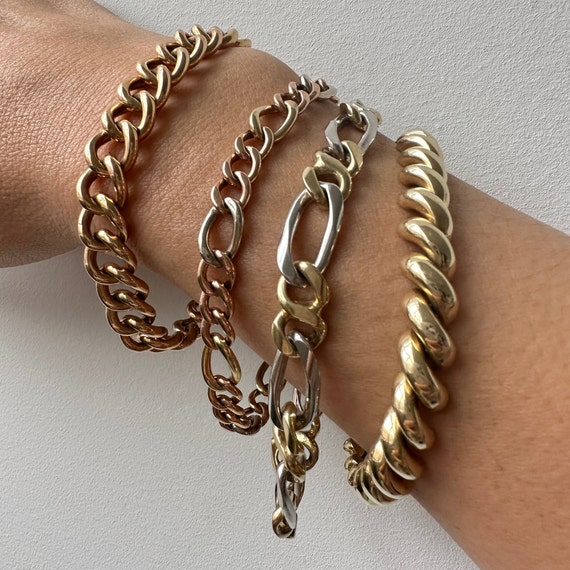 Two Tone Heavy Gold Bracelet - Figueroa Chain Bra… - image 4