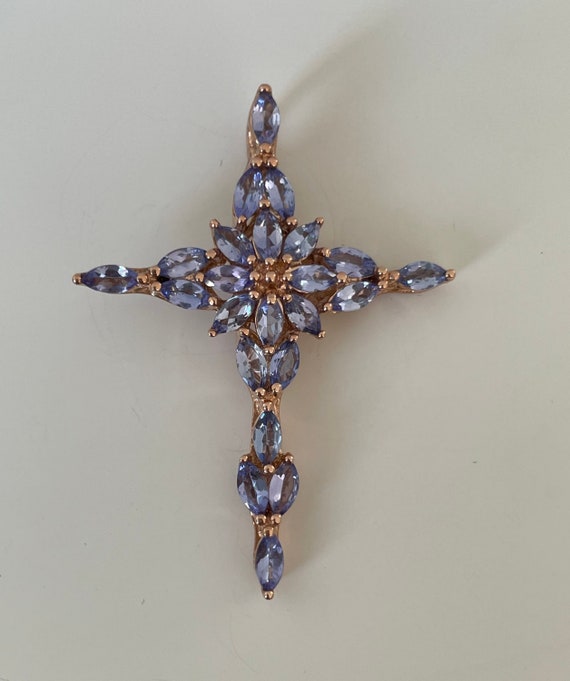 Purple Cross - Tanzanite Cross - RoseGold Cross - 