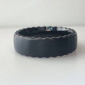 BLACK TUNGSTEN BRUSHED - 7mm Tungsten Band - High Polished Detail - Tungsten Wedding Band - Black Tungsten Band - Classic Wedding Ring
