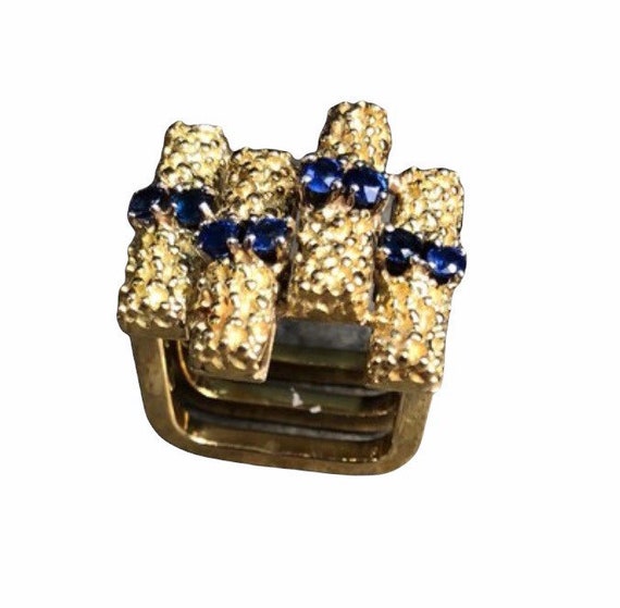 DOPE ORIGINAL -1970s Sapphire Ring - Heavy Gold R… - image 1