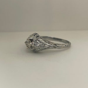 Art Deco Engagement Ring 1920s Original Engagement Ring 18K White Gold Diamond Engagement Ring Four Prong Art Deco Ring image 3