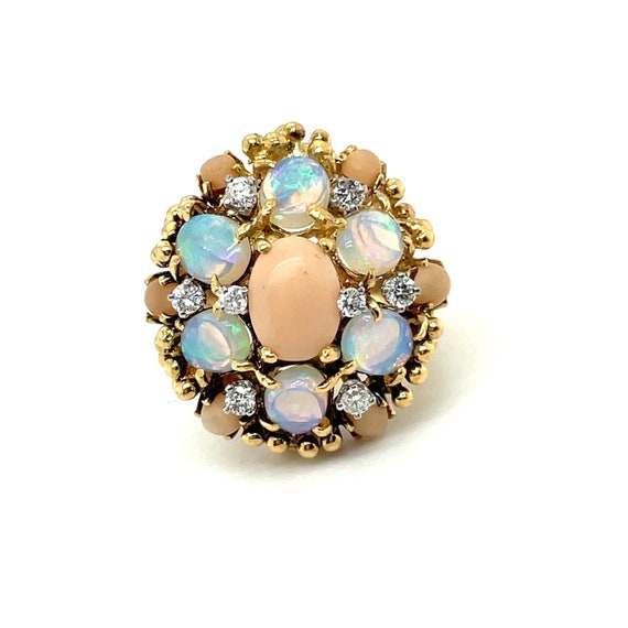 The Opal Halo - Opal Cocktail Ring - Antique Opal… - image 3