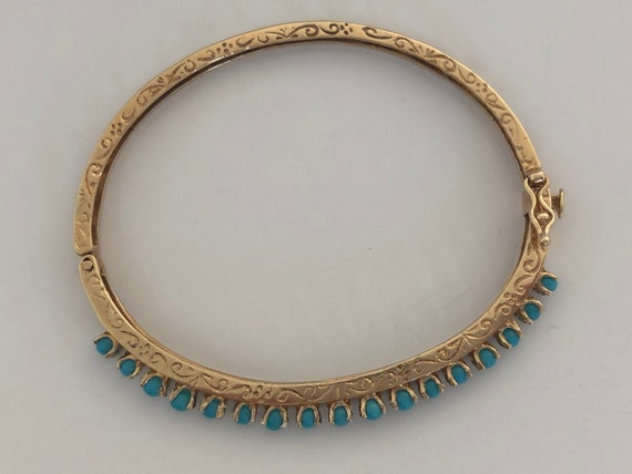 Turquoise Bangle - Solid gold - Middle Eastern Tu… - image 3