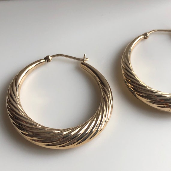 Big Chubby Hoops- Branded Gold Hoops - Hoop Earrin