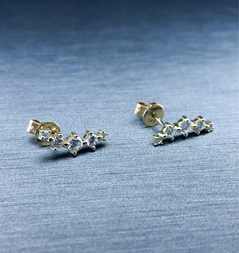 CLIMBING DIAMONDS Five Diamond Earring Ear Climber Etsy