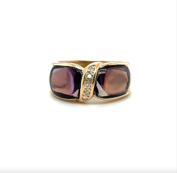 Amethyst Cabochon Twist - Vintage Amethyst Ring -… - image 1