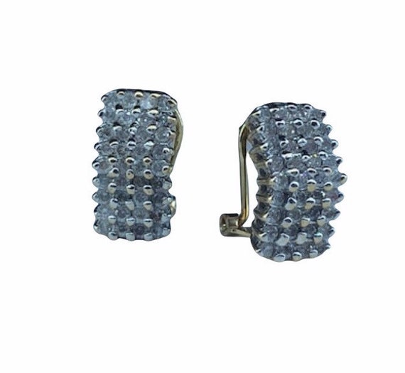 Vintage Cluster hoops - Cluster Earrings - Diamon… - image 1