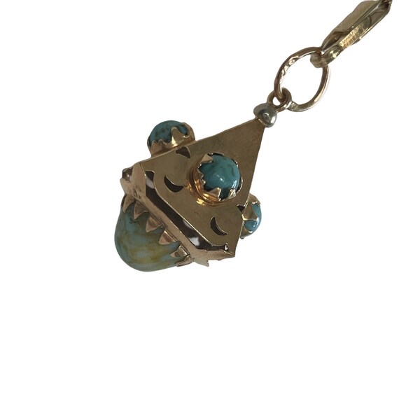 Antique Pendulum-Antique Charm -14K -Blue Stone -Early 1900s