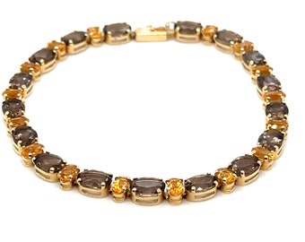 Smokey Topaz & Citrine Tennis Bracelet