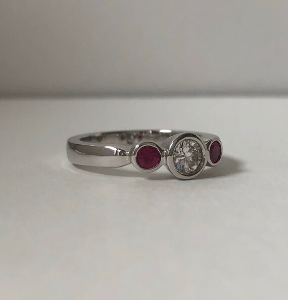 Three Stone Ruby Ring - Past Present and Future -… - image 6