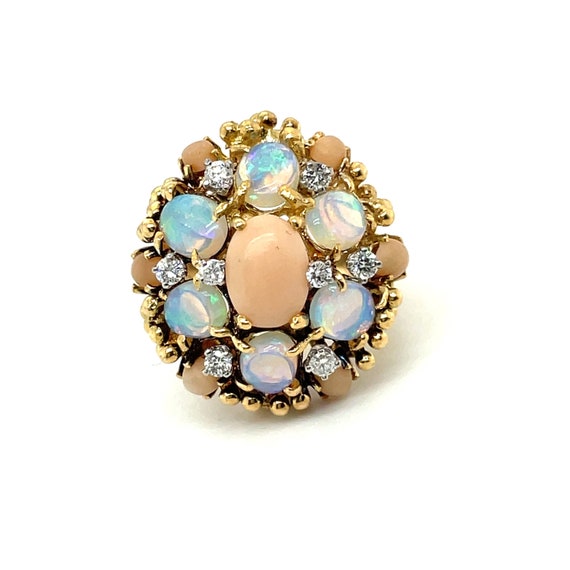 The Opal Halo - Opal Cocktail Ring - Antique Opal… - image 8