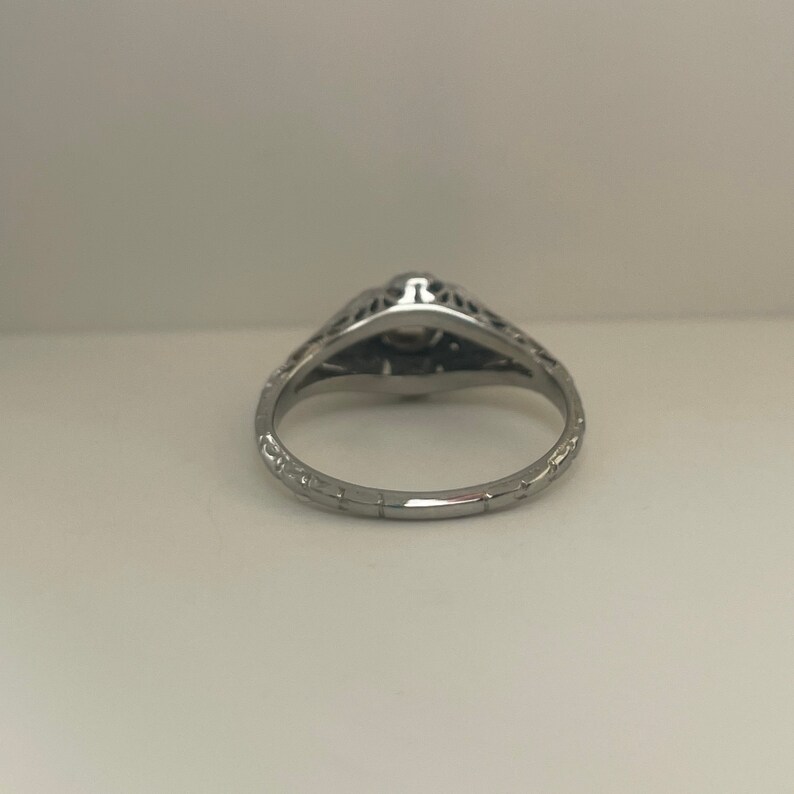 Art Deco Engagement Ring 1920s Original Engagement Ring 18K White Gold Diamond Engagement Ring Four Prong Art Deco Ring image 5