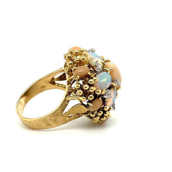 The Opal Halo - Opal Cocktail Ring - Antique Opal… - image 4