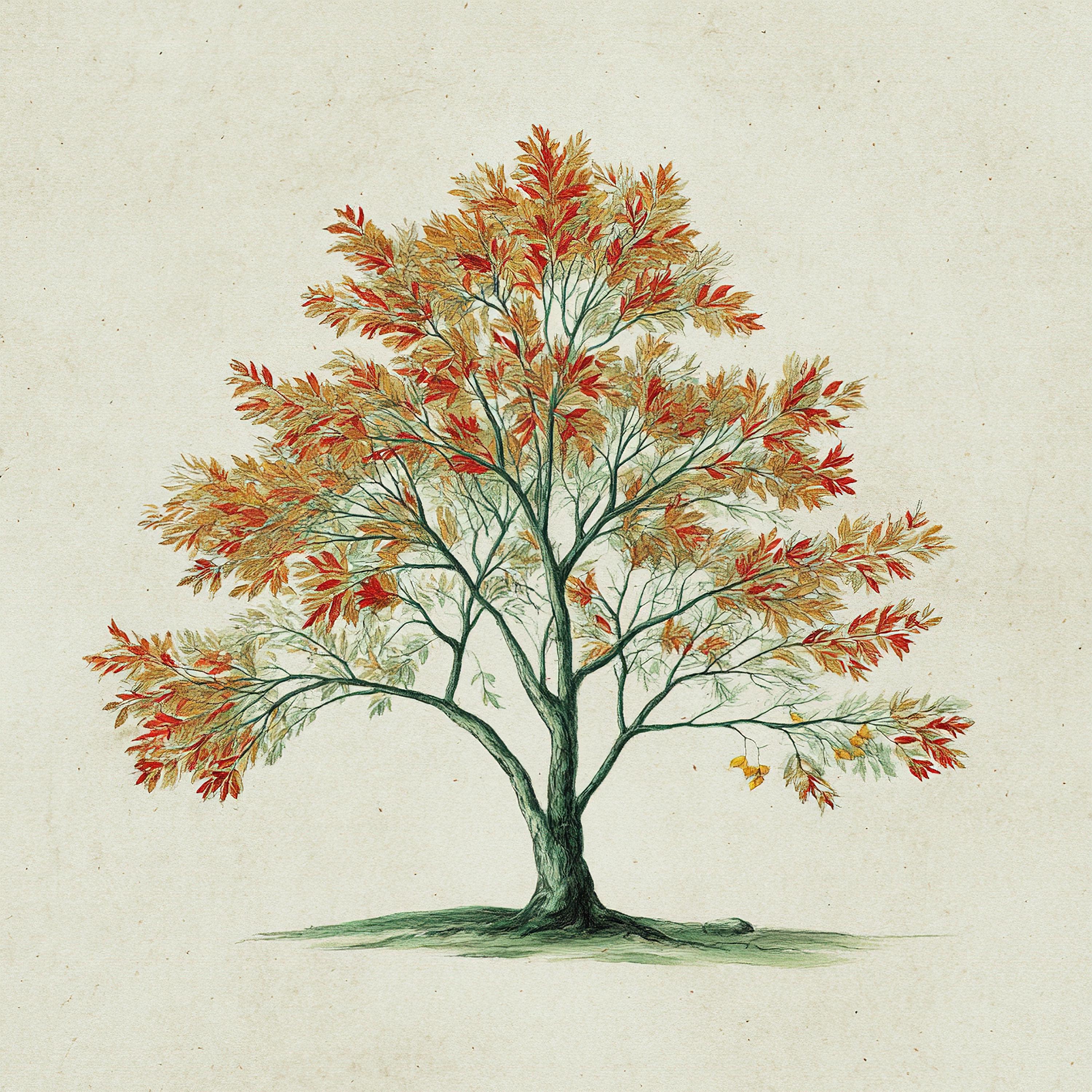 Tree Design Print Set of 4 Seasonal Tree Art Prints, Printable Wall Art, Wall Decor, Home ...