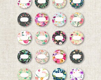 Floral Gift Tags, Printable Circle Stickers (Instant Download)