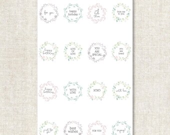 Floral Wreath Inspirational Quote Gift Tags, Instant Download, Printable