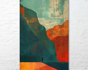 Pop Art Mountain Print, Colorful Landscape Wall Art (Digital Download)