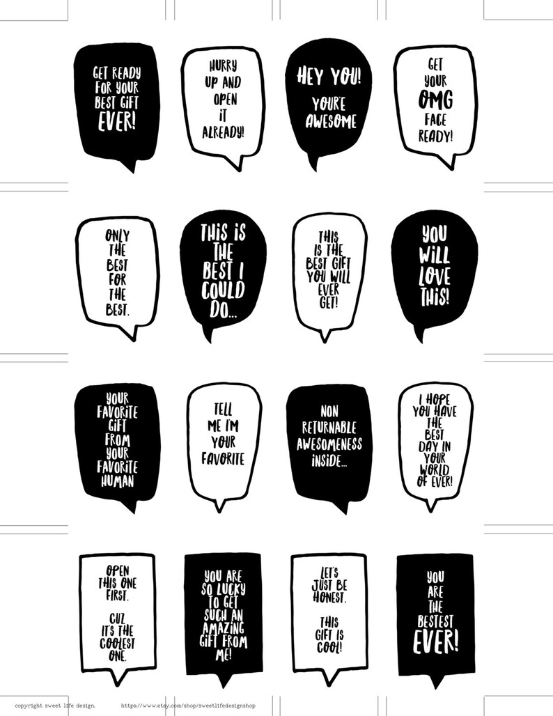 Printable Tags Gift Tags Printable. Quotes Humorous - Etsy