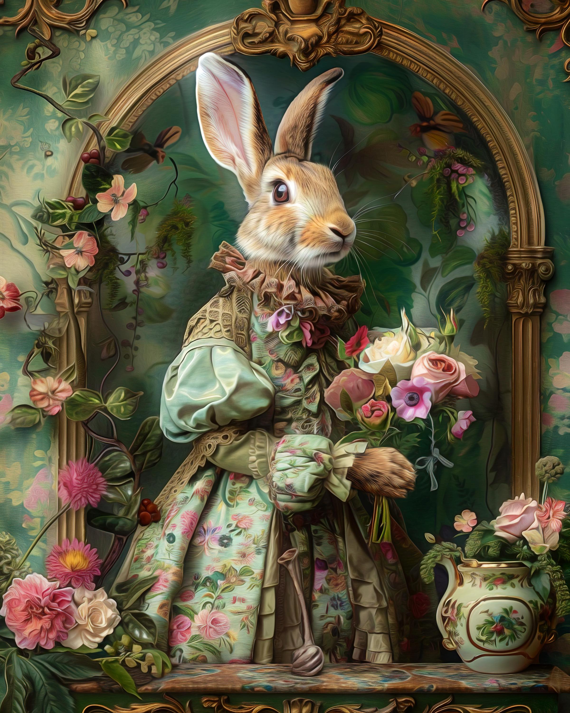 Set of 2 Whimsical Rabbit Art Prints, Printable Wall Art, Wall Decor ...