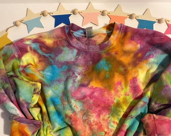 Ice Dye Tie Dye Sweatshirt, Tie Dye Crewneck, Tie Dye Sweatshirt, colorful tie dye