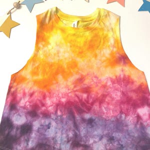 Summer Sunset Tie Dye Tank top, muscle tank, workout tank, tie dye workout top, crop top, racer back tank,