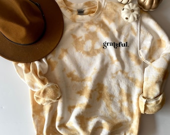 GRATEFUL Tie Dye Sweatshirt, Tie Dye Crewneck, Tie Dye Sweatshirt, Tie Dye Hoodie, mustard yellow tie dye, fall tie dye