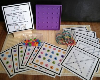 2 in 1 Geoboard Busy Bag, Game for Kids, Fine Motor Skills, Gift for Kids, Teacher Resources