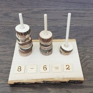 Wooden Math Set 1-10, Addition & Subtraction, Fine Motor, Gift for Kids, Montessori Classroom, Reggio Emilia, Waldorf, Teacher Resources