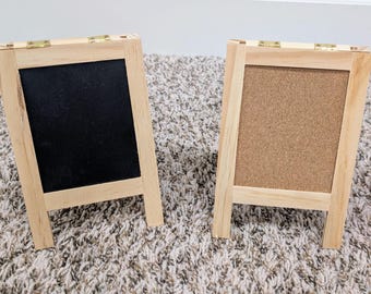 Wooden Easel, Chalkboard & Cork Easel