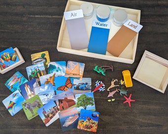 Land/Air/Water Activity Kit, Object Matching, Gift for Kids, Cultural/Geography/Science Montessori, Classroom Activity, Teacher Resources