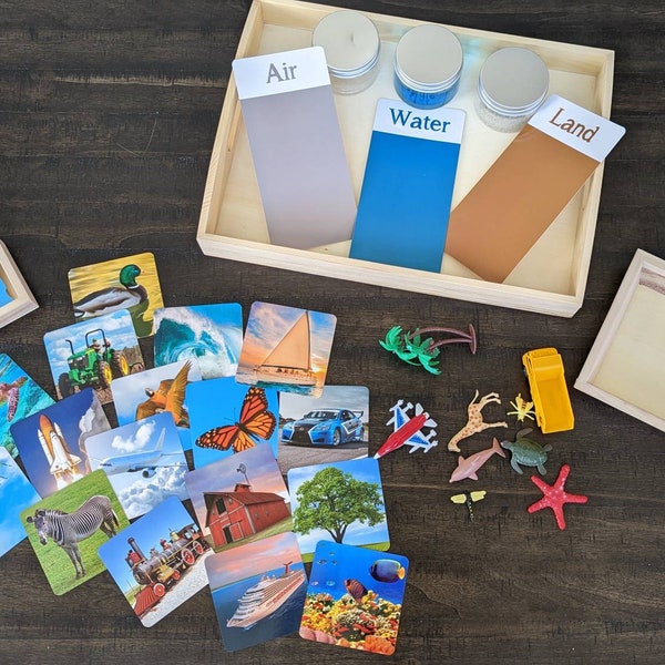 Land/Air/Water Activity Kit, Object Matching, Gift for Kids, Cultural/Geography/Science Montessori, Classroom Activity, Teacher Resources