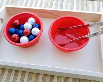 Fourth of July Tonging Activity, Fine Motor Skills, Montessori Work for Kids, Gift for Kids, Montessori Classroom, Teacher Resources