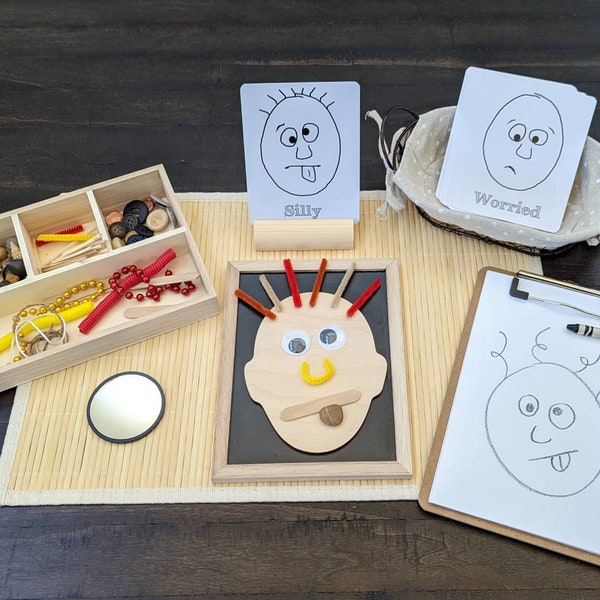 Emotions Exploration Activity Set | Nature-Inspired STEM Feelings Kit | Montessori Loose Parts Learning for Kids | Fine Motor Skills