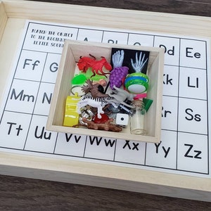 Reconocimiento de sonidos iniciales, objetos y letras, regalo para niños, aula Montessori, Reggio Emilia, Waldorf, recursos para docentes