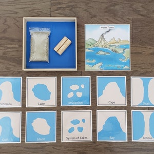 Land & Water Form Activity Set, Object Matching, Gift for Kids, Cultural/Geography/Science Montessori, Classroom Activity, Teacher Resources